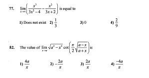 77. lim is equal to 3x -4 3x+2) I) Does not exist