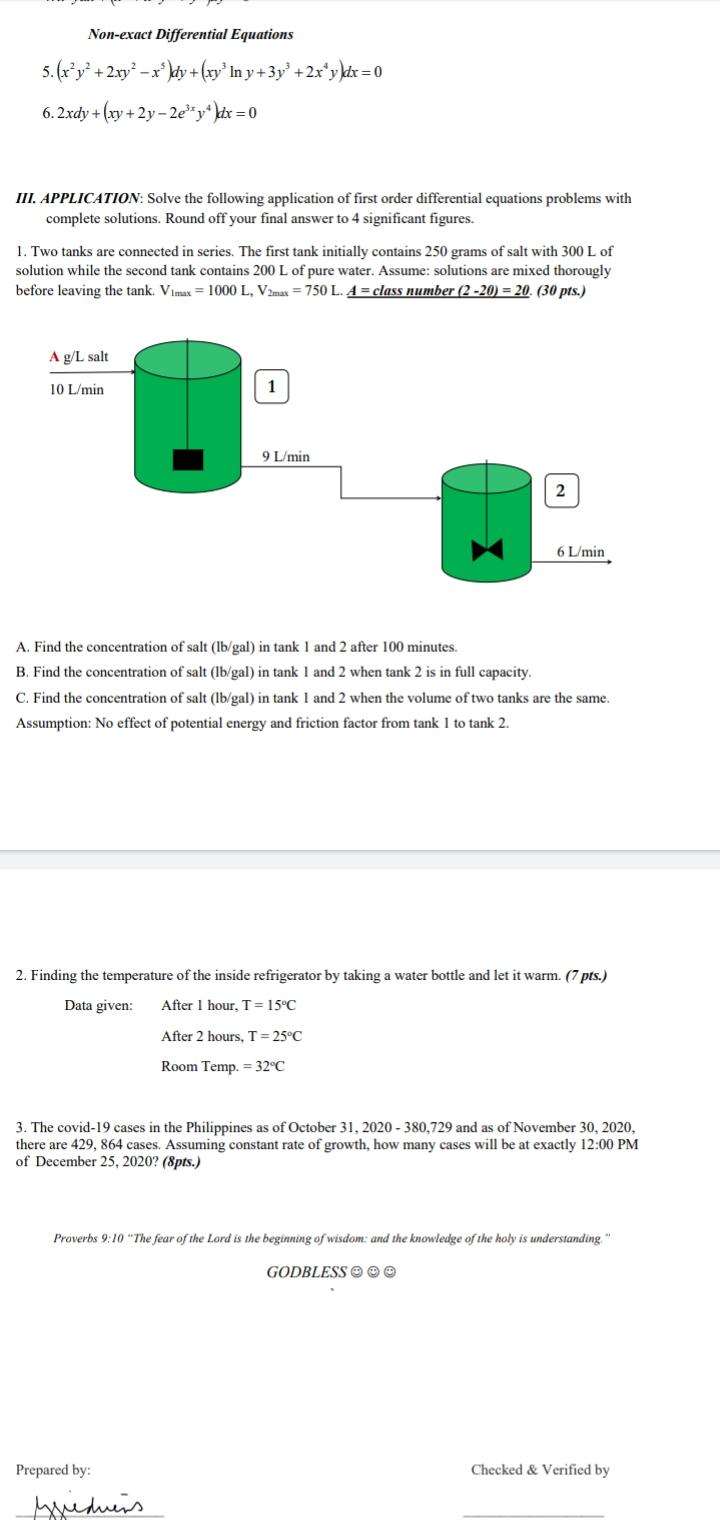 Non-exact Differential Equations 5. (xy + 2xy-x)dy + (xy In y+3y +