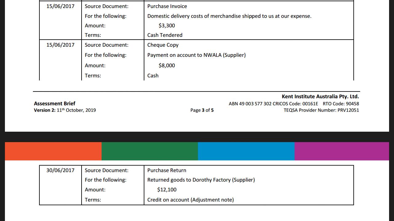 15/06/2017 Source Document: Purchase Invoice For the following: Domestic delivery costs of merchandise shipped to us at our e