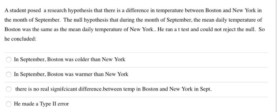 A student posed a research hypothesis that there is a difference in