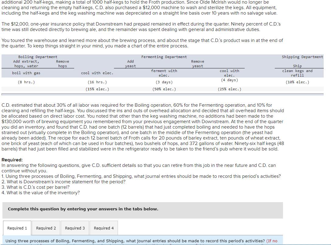 additional 200 half-kegs, making a total of 1000 half-kegs to hold the Froth production. Since Olde Mclrish would no longer b