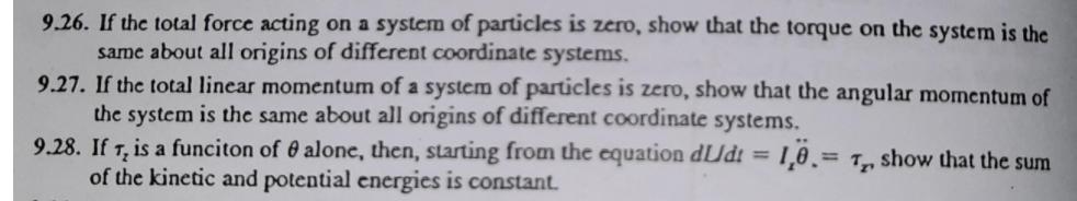 9.26. If the total force acting on a system of particles is