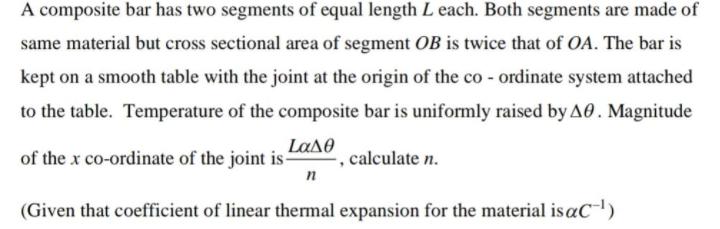 A composite bar has two segments of equal length L each. Both