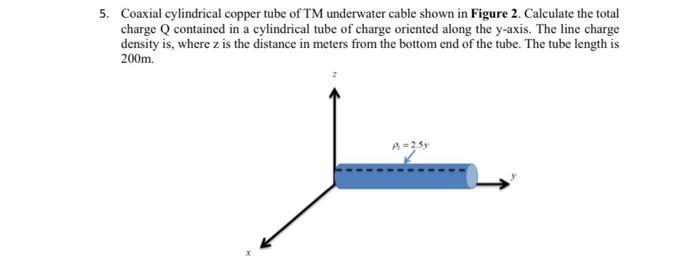 5. Coaxial cylindrical copper tube of TM underwater cable shown in Figure 2. Calculate the total charge Q contained in a cyli