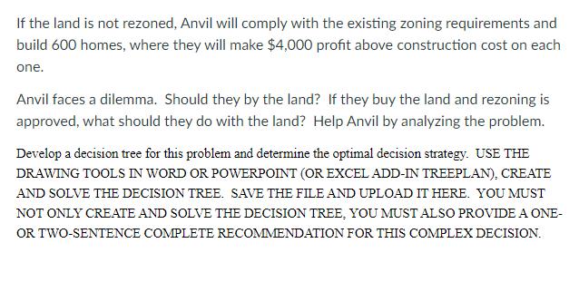 If the land is not rezoned, Anvil will comply with the existing zoning requirements and build 600 homes, where they will make