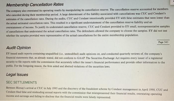 Membership Cancellation Rates The company also overstated its operating results by manipulating its cancellation reserve. The