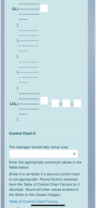 CLI- 1 1 LCLI- Control Chart 2 The manager should also setup a/an Enter the appropriate numerical values in the fields below.