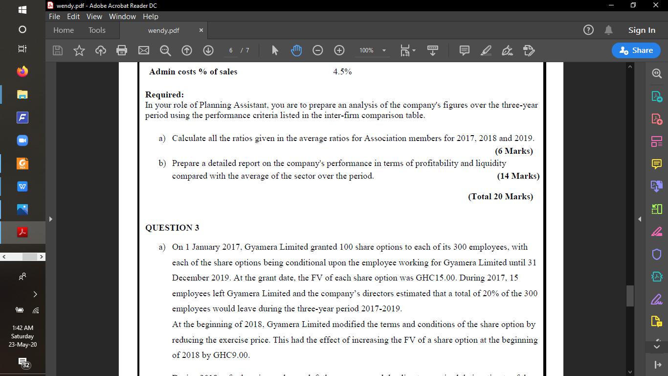 х | O JI wendy.pdf - Adobe Acrobat Reader DC File Edit View Window Help Home Tools wendy.pdf X Sign In A 6 / 7 O 100% DE to S