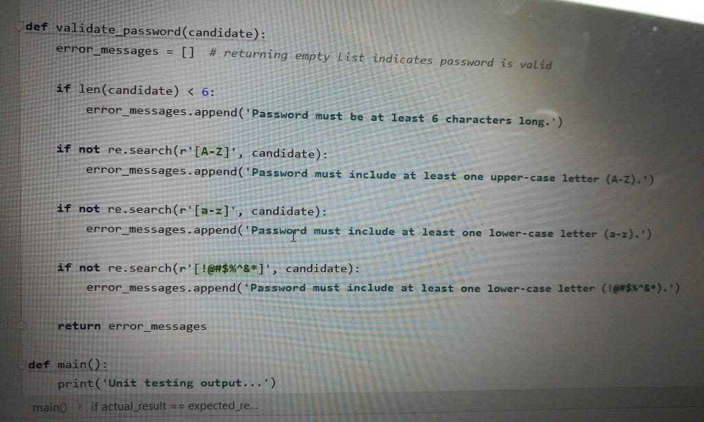 be used by other programs. The module should contain the following validation
