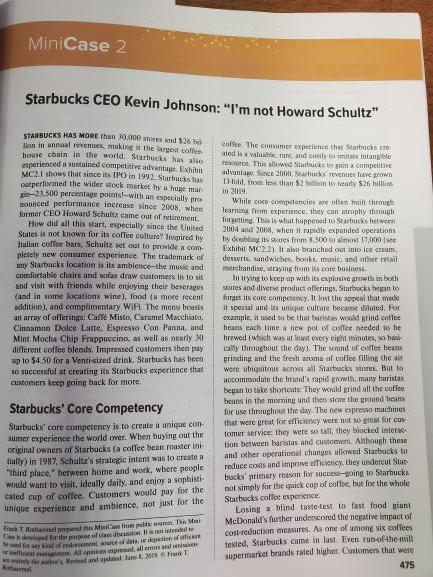 MiniCase 2 Starbucks CEO Kevin Johnson: Im not Howard Schultz STARBUCKS HAS MORE than 30.000 stores and 5363 Mon in annual