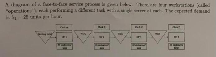 A diagram of a face-to-face service process is given below. There are four workstations (called