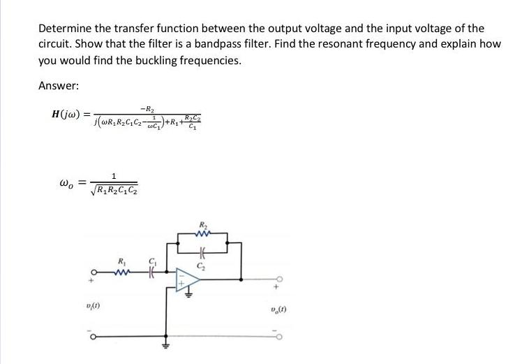 Determine the transfer function between the output voltage and the input voltage