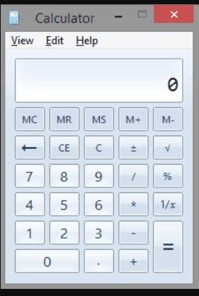 Calculator View Edit Help MC MR MS M+ M- CE C 7
