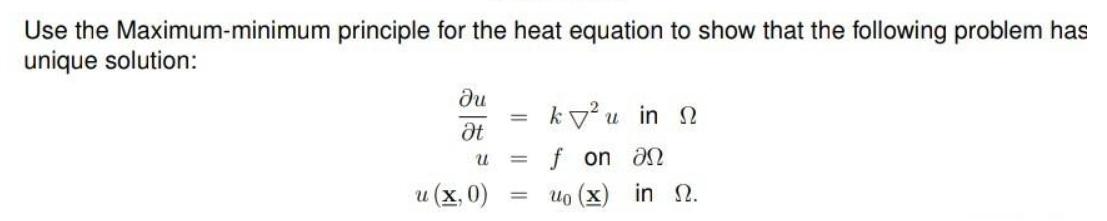 Use the Maximum-minimum principle for the heat equation to show that the