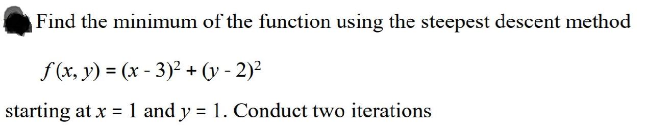 Find the minimum of the function using the steepest descent method f