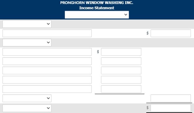 PRONGHORN WINDOW WASHING INC. Income Statement $