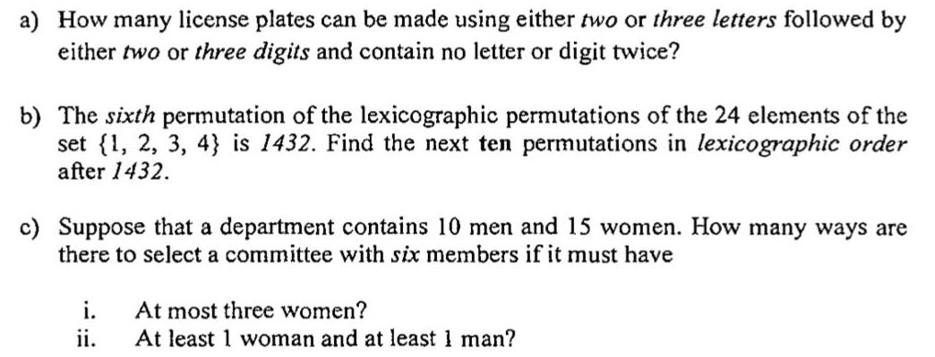 a) How many license plates can be made using either two or