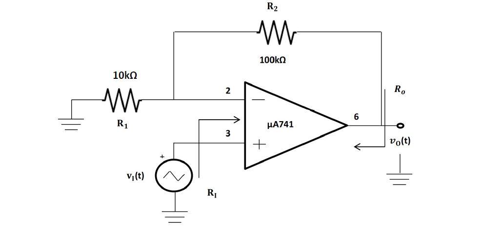 R2 100kΩ 2 Ro 0 μΑ741 Vo(t)