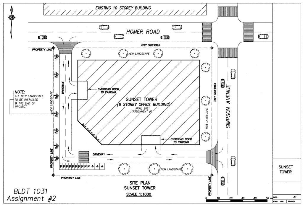 EUILLE EXISTING 10 STOREY BUILDING © 20. STOREY BUILDI un AIR HOMER ROAD DD ATY SIDEWALK PROPERTY UNE NEW LANDSCAPE AT NOTE: