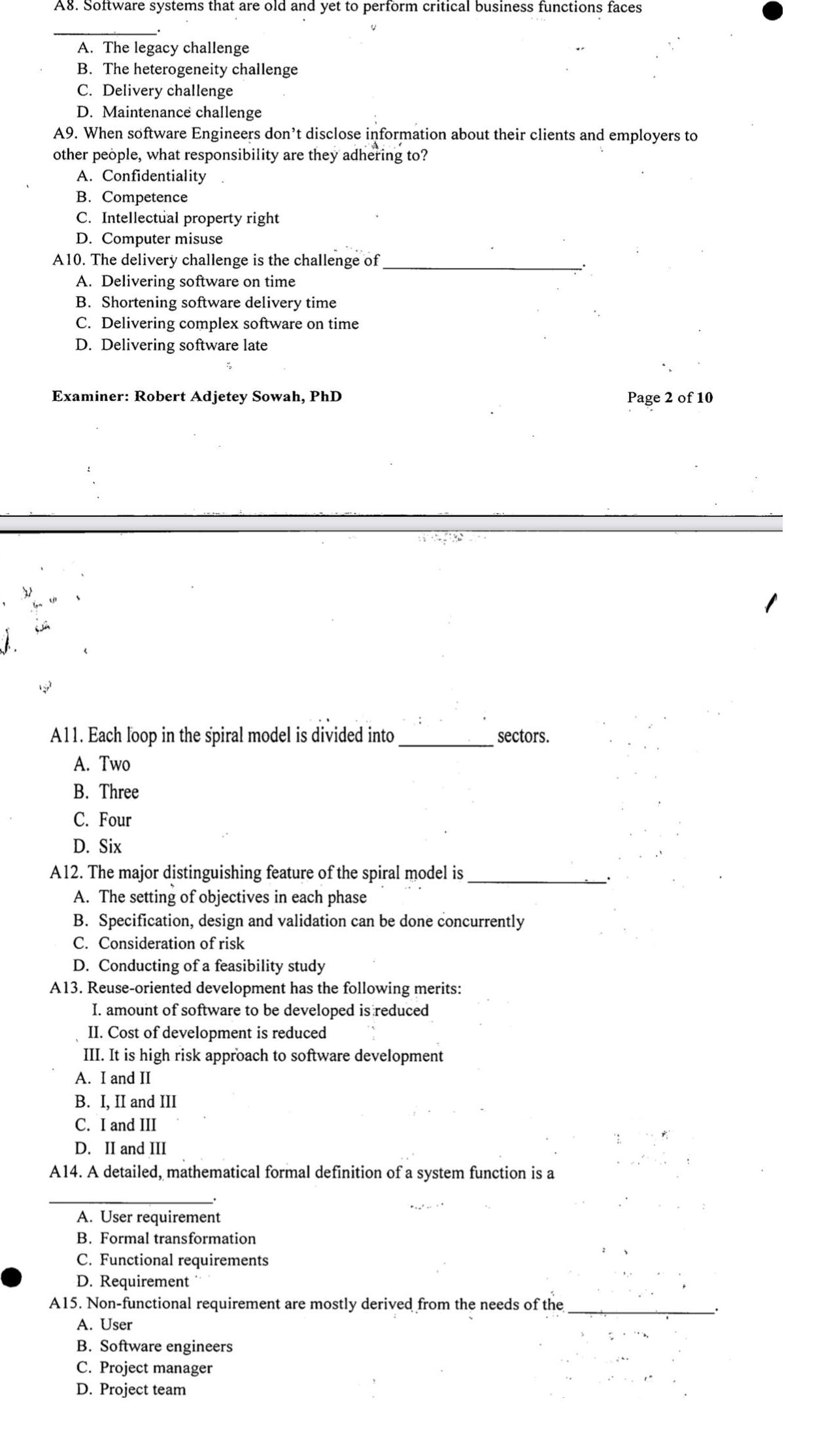 products: I. Tools A. I and II B. I, II and III
