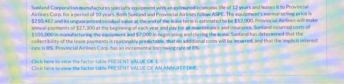$210,482 and its unguaranteed residual value at the end of the lease term is estimated to be $12,000. Provincial Airlines wil