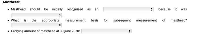 Masthead: • Masthead should be initially recognised as an because it was • What is the appropriate measurement basis for subs