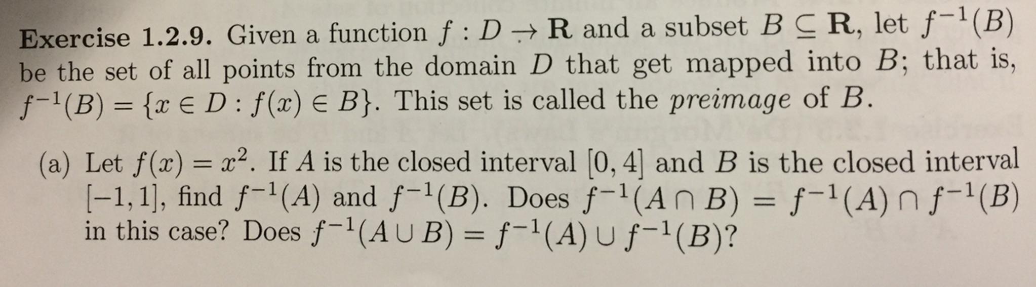 Given a function f: D rightarrow R and a subset B