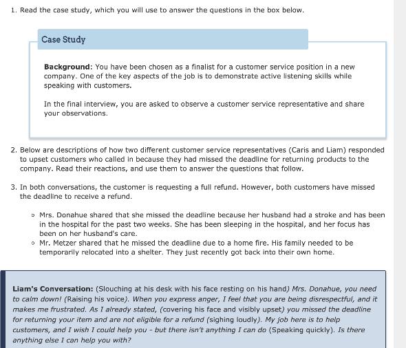 1. Read the case study, which you will use to answer the