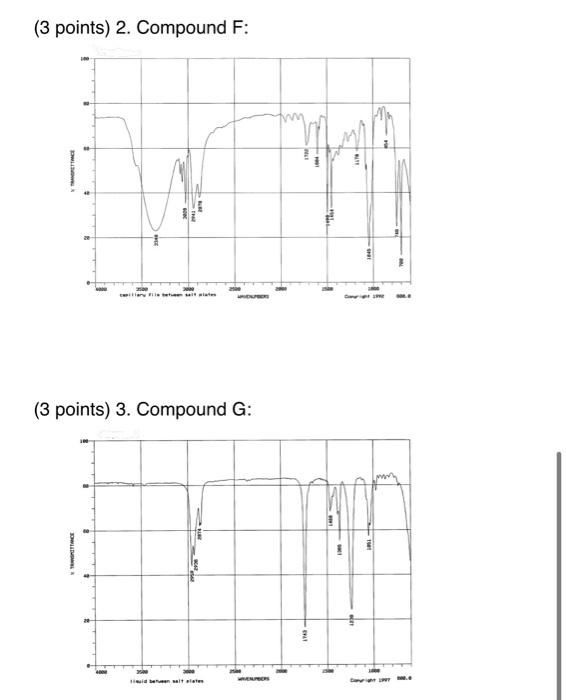 (3 points) 2. Compound F: (3 points) 3. Compound G:
