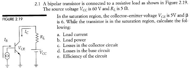 A bipolar transistor is connected to a resistive l