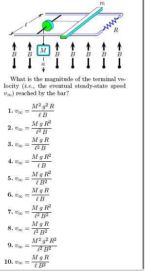 Image for A bar of negligible resistance and mass m in the figure below is pulled horizontally across frictionless paral