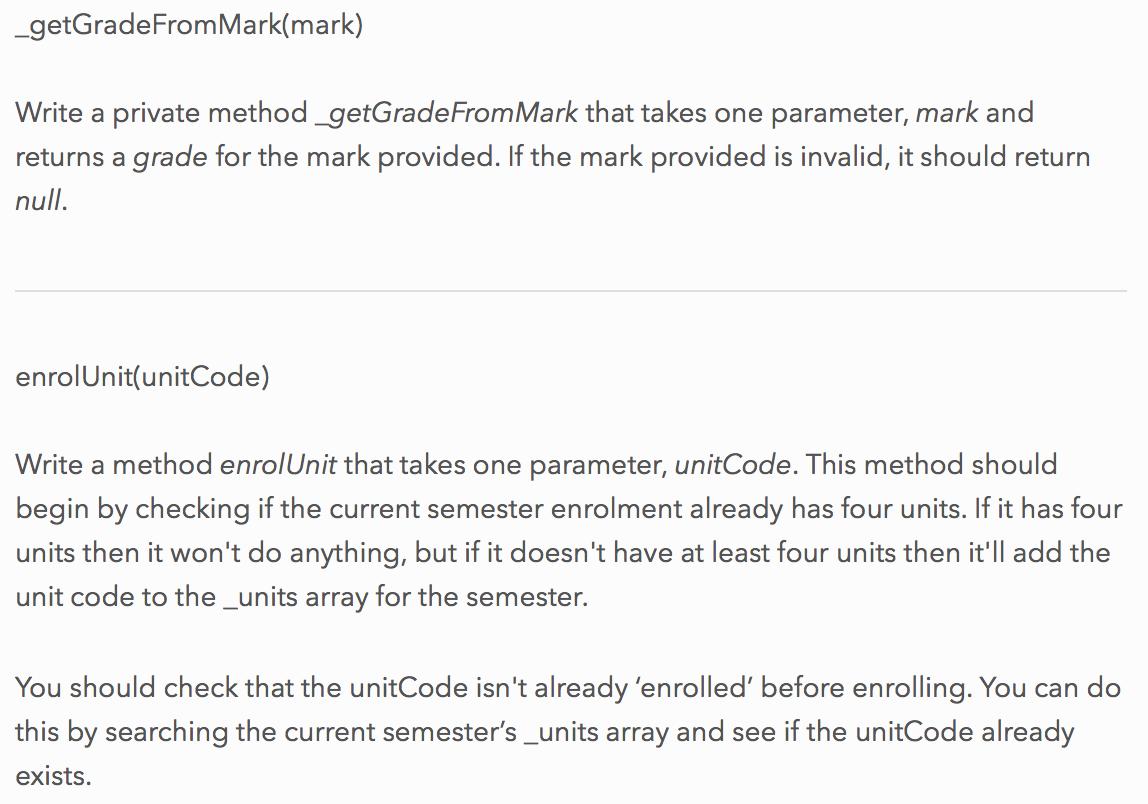 getGradeFromMark(mark) Write a private method_getGrade FromMark that takes parameter, mark and one returns a grade for the ma