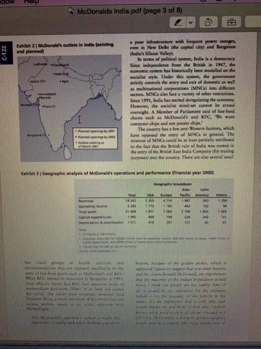 McDonalds India.pdf (page 3 of 8) C-122 Exhibit 2 McDonalds outlets in India (existing and planned) ப - whe Si puhe Amedabad