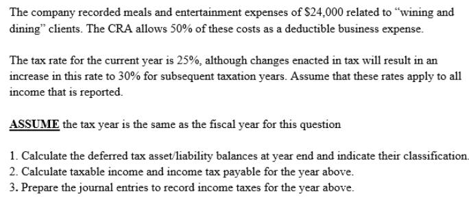 The company recorded meals and entertainment expenses of $24,000 related to 