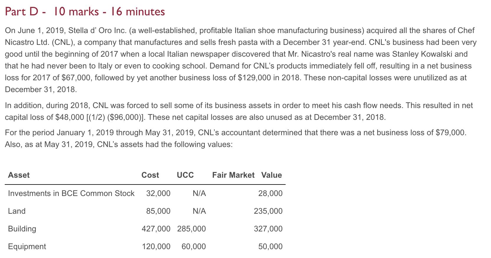 Part D - 10 marks - 16 minutes On June 1, 2019, Stella dOro Inc. (a well-established, profitable Italian shoe manufacturing