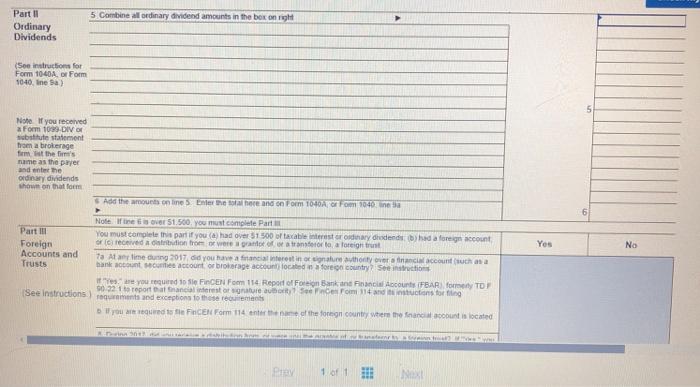 Part II Ordinary Dividends (See instructions for Form 1040A, or Form 1040, Ine Sa) Note. If you received a