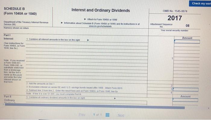 SCHEDULE B (Form 1040A or 1040) Department of the Treasury Internal Revenue Service (99) Name(s) shown on