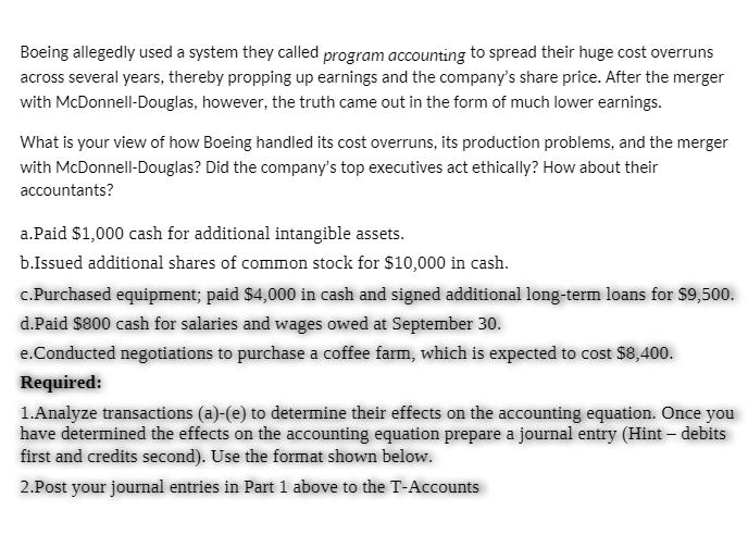 Boeing allegedly used a system they called program accounting to spread their huge cost overruns across