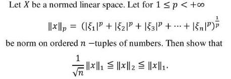 Let X be a normed linear space. Let for 1