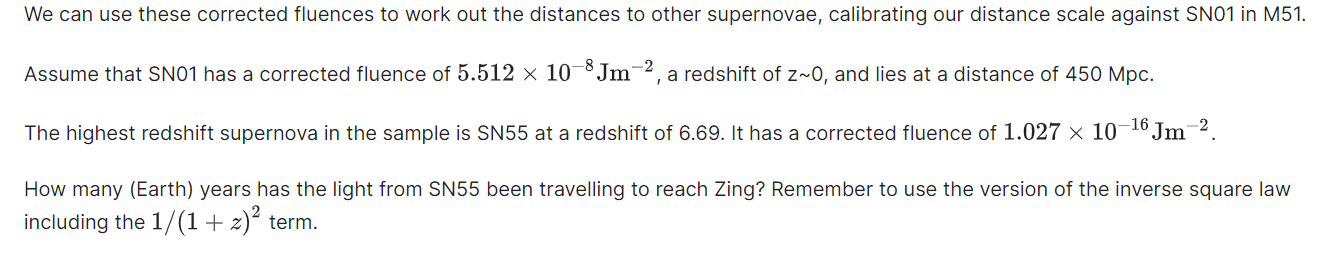 We can use these corrected fluences to work out the distances to other supernovae, calibrating our distance scale against SNO