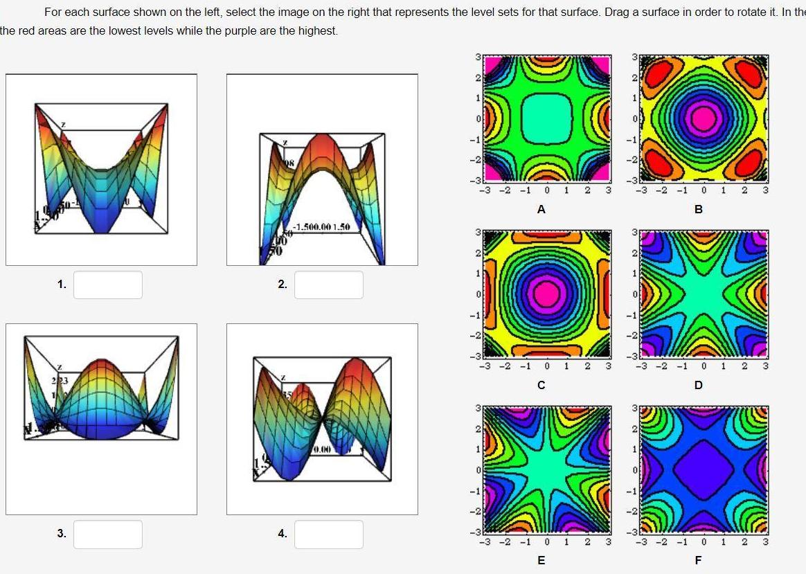 For each surface shown on the left, select the image on the