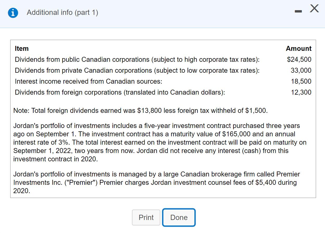 Additional info (part 1) xAmount Item Dividends from public Canadian corporations (subject to high corporate tax rates): Div