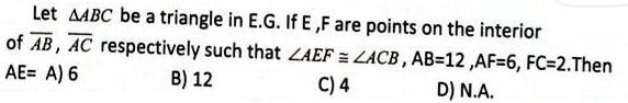 Let AABC be a triangle in E.G. If E ,F are points