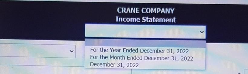 CRANE COMPANYIncome StatementFor the Year Ended December 31, 2022For the Month Ended December 31, 2022December 31, 2022