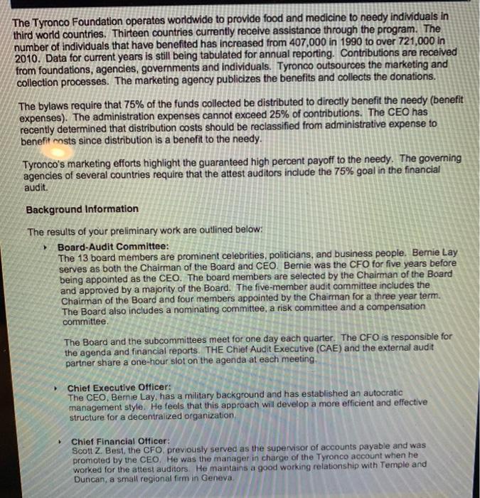The Tyronco Foundation operates worldwide to provide food and medicine to needy individuals inthird world countries. Thirtee