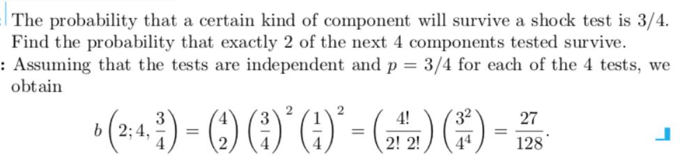 |The probability that a certain kind of component will survive a shock