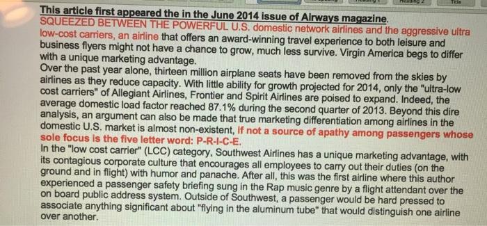 This article first appeared the in the June 2014 issue of Airways magazine. SQUEEZED BETWEEN THE POWERFUL U.S. domestic netwo