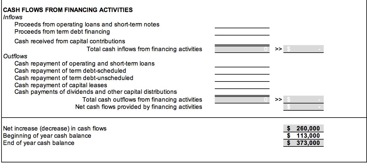 CASH FLOWS FROM FINANCING ACTIVITIES Inflows Proceeds from operating loans and short-term notes Proceeds from term debt finan