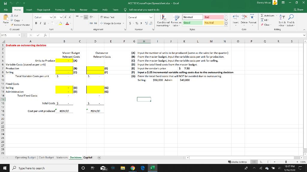 - Excel Berry Moue -o ACCT301CourseProjec15predshes Tell me what you want to do xShare Insert ViewH elp Team File AHome X