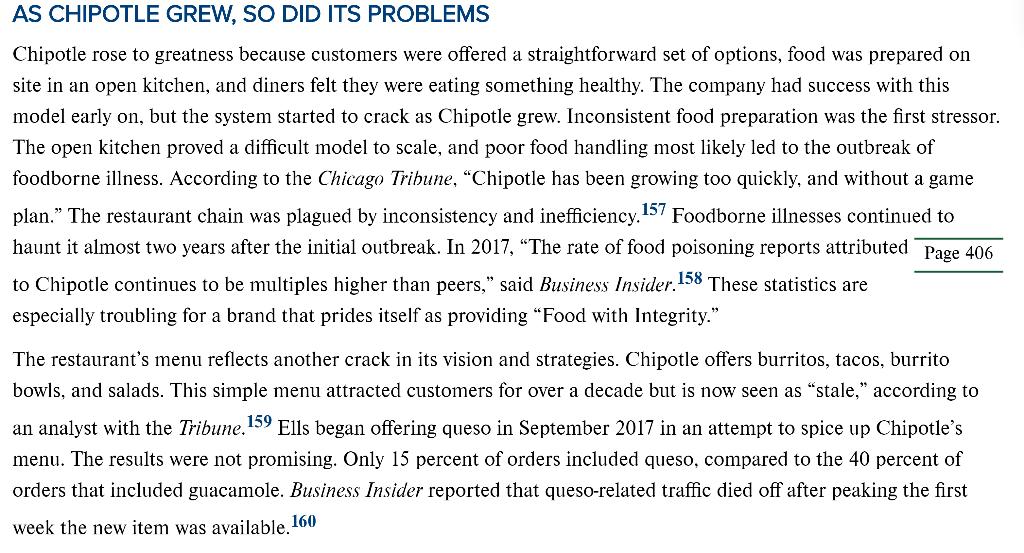 AS CHIPOTLE GREW, SO DID ITS PROBLEMS Chipotle rose to greatness because customers were offered a straightforward set of opti